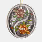 Retro Rozen Yin Yang Keramisch Ornament (Links)