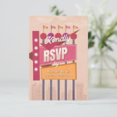Retro RSVP-bord RSVP Kaartje (Staand voorkant)