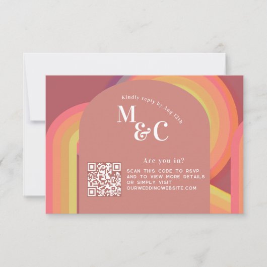 Retro RSVP met QR-code Kaartje (Voorkant)