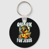 Retro Rubber Duck Christian Rubber Ducky Quacks Fo Sleutelhanger (Voorkant)