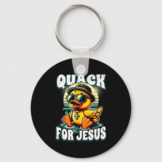 Retro Rubber Duck Christian Rubber Ducky Quacks Fo Sleutelhanger (Voorkant)