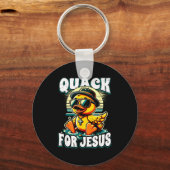 Retro Rubber Duck Christian Rubber Ducky Quacks Fo Sleutelhanger (Voorkant)