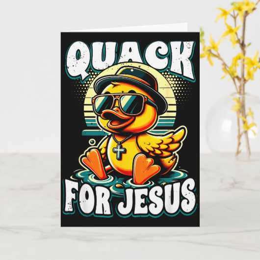 Retro Rubber Eend Christelijke Rubber Eend Kwakt F Kaart (Gele Bloem)