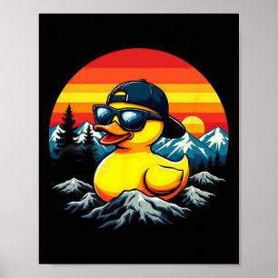 Retro Rubberen Eend Zonnebril Bergbeklimmen Kamper Poster