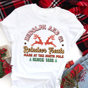 Retro Rudolph en Co. Rendier behandelt Kerstmis Tri-Blend Shirt