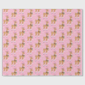 Retro Rudolph Reindeer in Roze Cadeaupapier (Vlak)