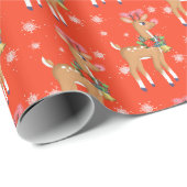 Retro Rudolph Reindeer Red Cadeaupapier (Rol Hoek)