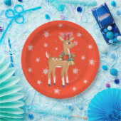 Retro Rudolph Reindeer Red Papieren Bordje (Feest)