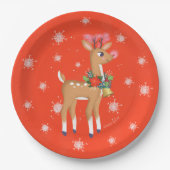 Retro Rudolph Reindeer Red Papieren Bordje (Voorkant)