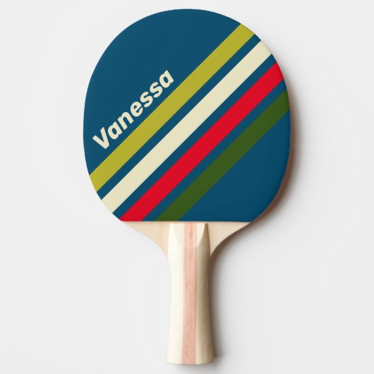 Retro Rugby Angled Striping with Name Tafeltennisbatje (Voorkant)