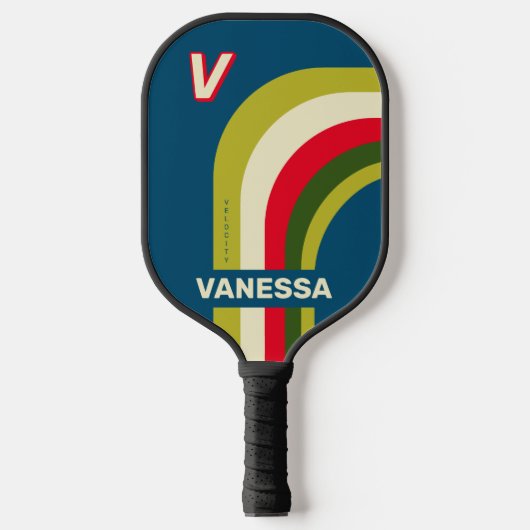 Retro Rugby Boog met Naam & Initiaal Pickleball Paddle (Voorkant)