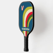 Retro Rugby Boog met Naam & Initiaal Pickleball Paddle (Links)