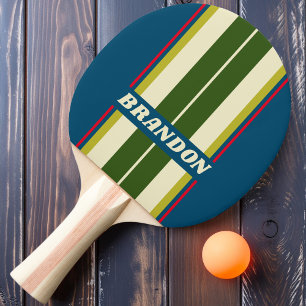 Retro Rugby Bord Strepen met Naam Tafeltennisbatje