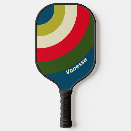 Retro Rugby Cirkel Streep met Naam Pickleball Paddle (Voorkant)