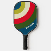 Retro Rugby Cirkel Streep met Naam Pickleball Paddle (Achterkant)