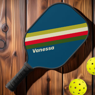 Retro Rugby Gestreept met Naam Pickleball Paddle