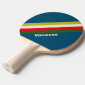 Retro rugby gestreept met naam tafeltennisbatje (Voorkant Gekanteld)