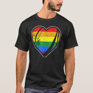 Retro Rugby Hart Regenboog Vlag LGBT Gay Pride Mon T-shirt