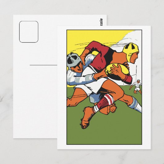 Retro rugby-kampioen briefkaart (Voorkant / Achterkant)