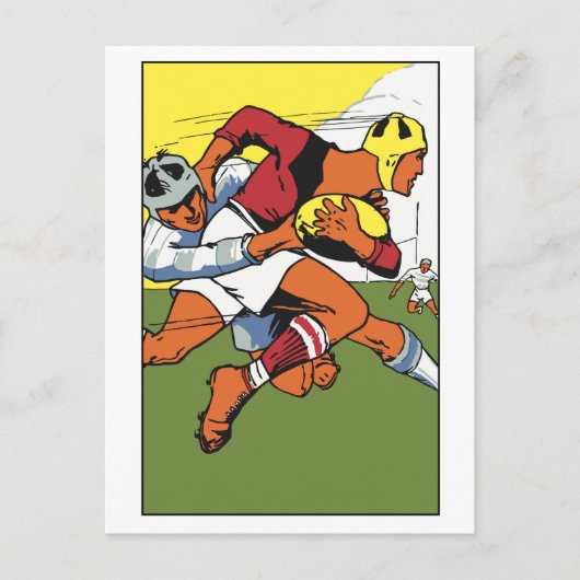 Retro rugby-kampioen briefkaart (Voorkant)