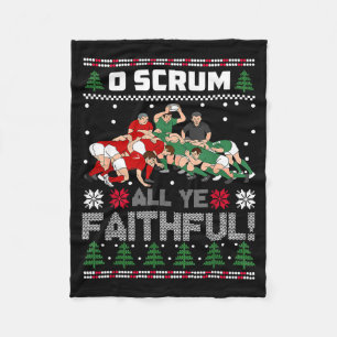 Retro Rugby O Scrum All Ye Faithful Lelijke Kerstm Fleece Deken