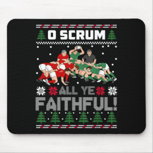 Retro Rugby O Scrum All Ye Faithful Lelijke Kerstm Muismat