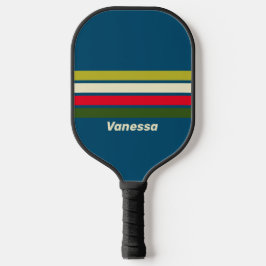 Retro Rugby Over Strepen met Naam Pickleball Paddle