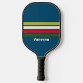 Retro Rugby Over Strepen met Naam Pickleball Paddle (Achterkant)