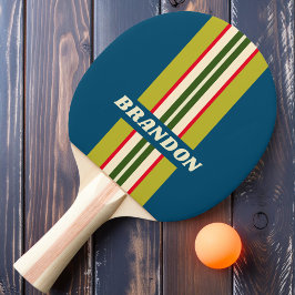 Retro Rugby Rally Streep met Naam Tafeltennisbatje