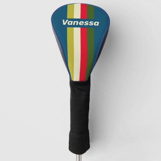Retro Rugby Speld Streep met Naam Golfheadcover (Voorkant)