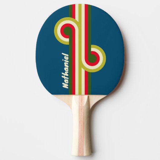 Retro Rugby Stripe Loop with Name Tafeltennisbatje (Voorkant)