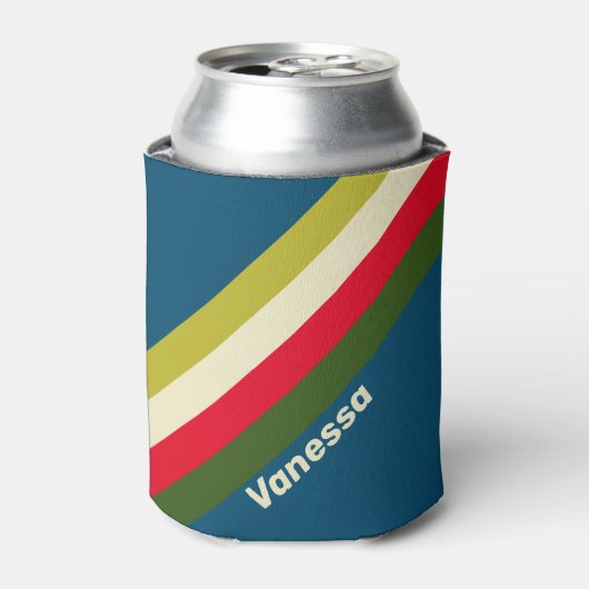 Retro Rugby Stripes with Name Blikjeskoeler (Blikje Voorkant)