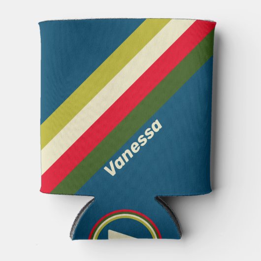 Retro Rugby Stripes with Name Blikjeskoeler (Voorkant)