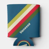 Retro Rugby Stripes with Name Blikjeskoeler (Achterkant)