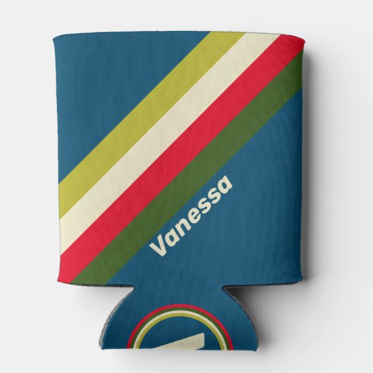 Retro Rugby Stripes with Name Blikjeskoeler (Achterkant)