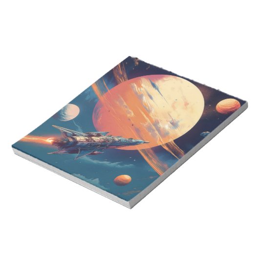 retro-ruimte-exploratie-Poster Notitieblok (Linkerzijde)