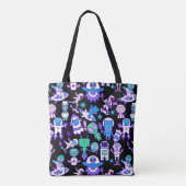 Retro ruimte patroon Zwart BG Tote Bag (Achterkant)