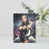 Retro ruimte pin-up briefkaart (Staand voorkant)