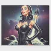 Retro ruimte pin-up cadeaupapier (Vlak)