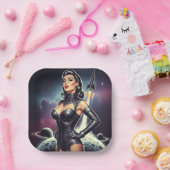 Retro ruimte pin-up papieren bordje (Feest)
