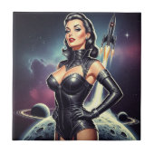 Retro ruimte pin-up tegeltje (Voorkant)