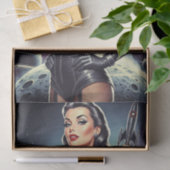 Retro ruimte pin-up tissuepapier (Geschenk)