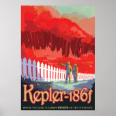 Retro ruimte Poster van Kepler-186f. (Voorkant)