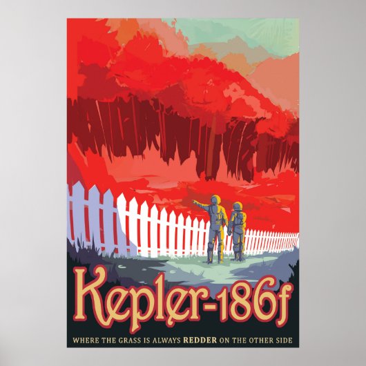 Retro ruimte Poster van Kepler-186f. (Voorkant)