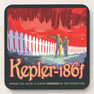 Retro ruimte Poster van Kepler-186f. Bier Onderzetter