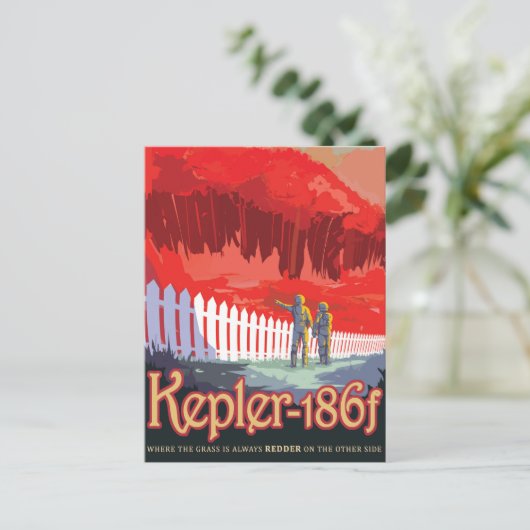 Retro ruimte Poster van Kepler-186f. Briefkaart (Staand voorkant)