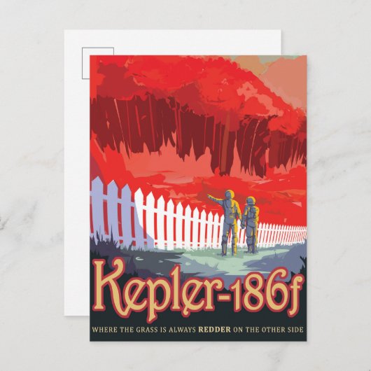 Retro ruimte Poster van Kepler-186f. Briefkaart (Voorkant / Achterkant)