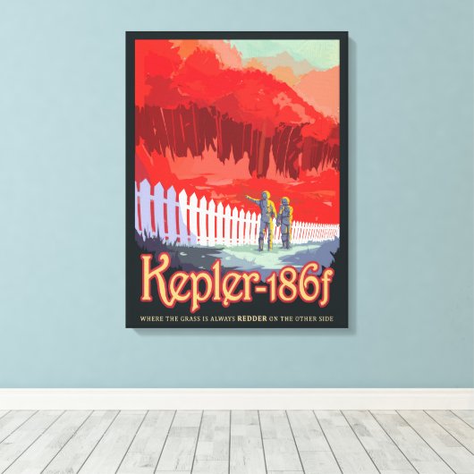 Retro ruimte Poster van Kepler-186f. Canvas Afdruk (Insitu (Houten vloer))