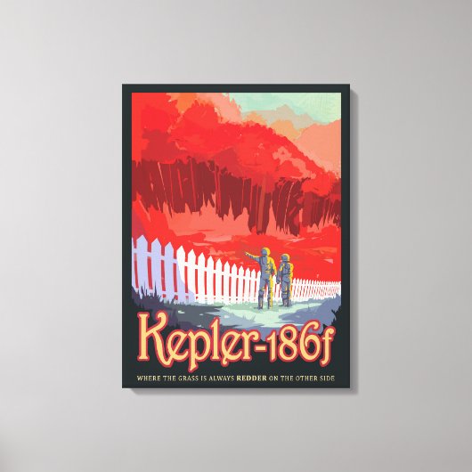 Retro ruimte Poster van Kepler-186f. Canvas Afdruk (Voorkant)