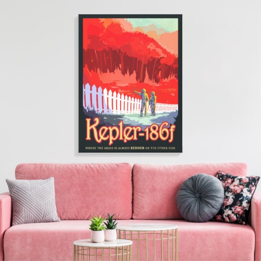 Retro ruimte Poster van Kepler-186f. Canvas Afdruk (Insitu (Woonkamer))